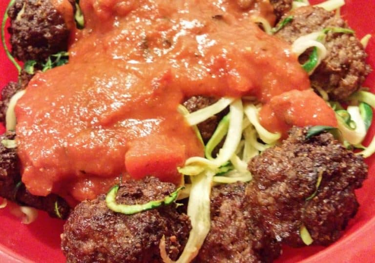 Air Fryer Zoodles and Meatballs