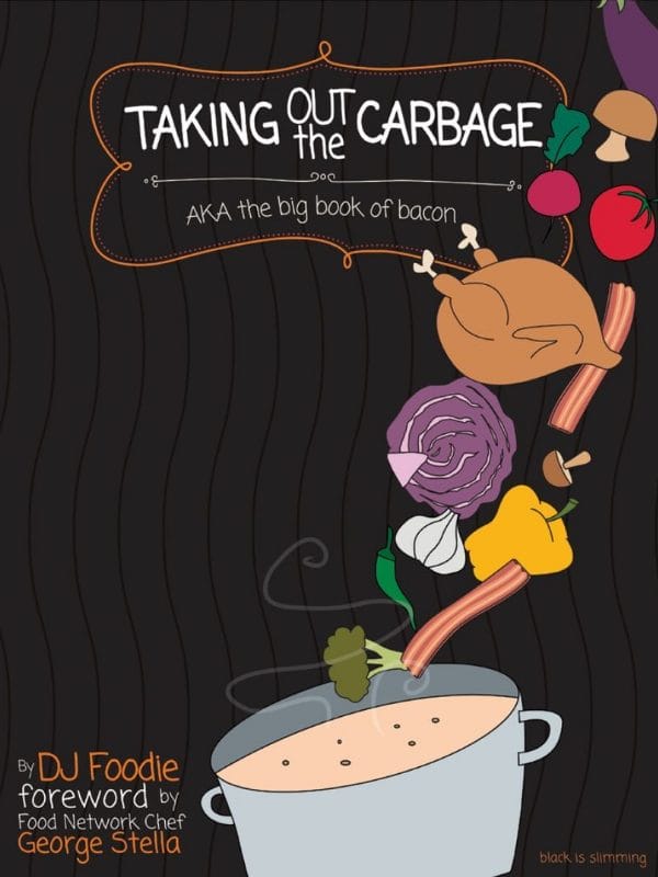 Cover of Carbage low carb cookbook and lifestyle guide by DJ Foodie, featuring 200+ recipes, meal plans, and weight loss insights